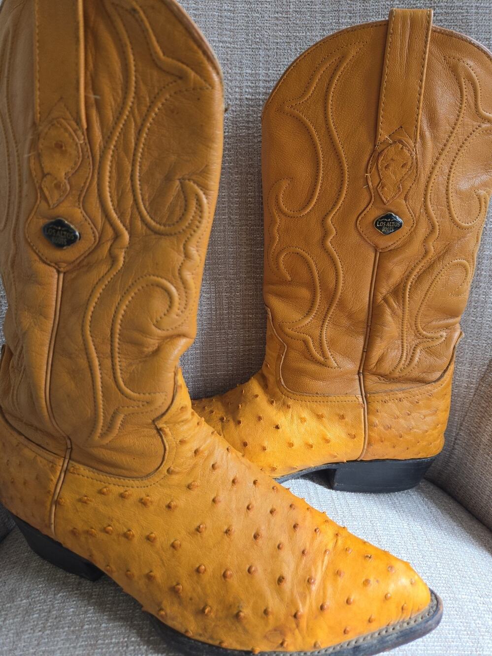 LOS ALTOS MEN BUTTERCUP GENUINE FULL QUILL OSTRICH WESTERN BOOT 990302 Sz 8.5